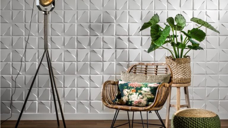 modern geometric wall panels in interior designs